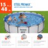 Bestway Steel Pro MAX 15 Foot by 48 Inches Round Above Ground Family Swimming Pool Set Outdoor Steel Frame with Filter, Pump, Ladder, and Cover, Gray - Image 2