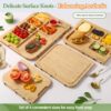 4-Piece Bamboo Cutting Board set for Charcuterie & Chopping, Unique Wooden Cutting Board for Kitchen with stand, Juice Groove & Handle, Idea for Meat, Vegetables & Fruits, Kitchen Gift for Home Cooks - Image 6