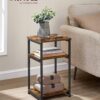 VASAGLE Side Table, Small End Table, Tall Nightstand for Living Room, Bedroom, Office, Bathroom, Rustic Brown and Classic Black ULET273B01 - Image 2