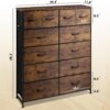 WLIVE Tall Dresser for Bedroom with 12 Drawers, Chests of Drawers, Fabric Dresser for Bedroom, Closet, Fabric Storage Dresser with Drawers, Steel Frame, Rustic Brown Wood Grain Print - Image 3