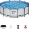 Bestway Steel Pro MAX 15 Foot by 48 Inches Round Above Ground Family Swimming Pool Set Outdoor Steel Frame with Filter, Pump, Ladder, and Cover, Gray - Image 3