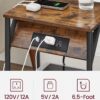 VASAGLE End Table with Charging Station, Set of 2, Small Side Tables for Living Room, Bedroom, Nightstand with Outlets and USB Ports, Bedside Table with Storage Shelf, Rustic Brown and Black - Image 4