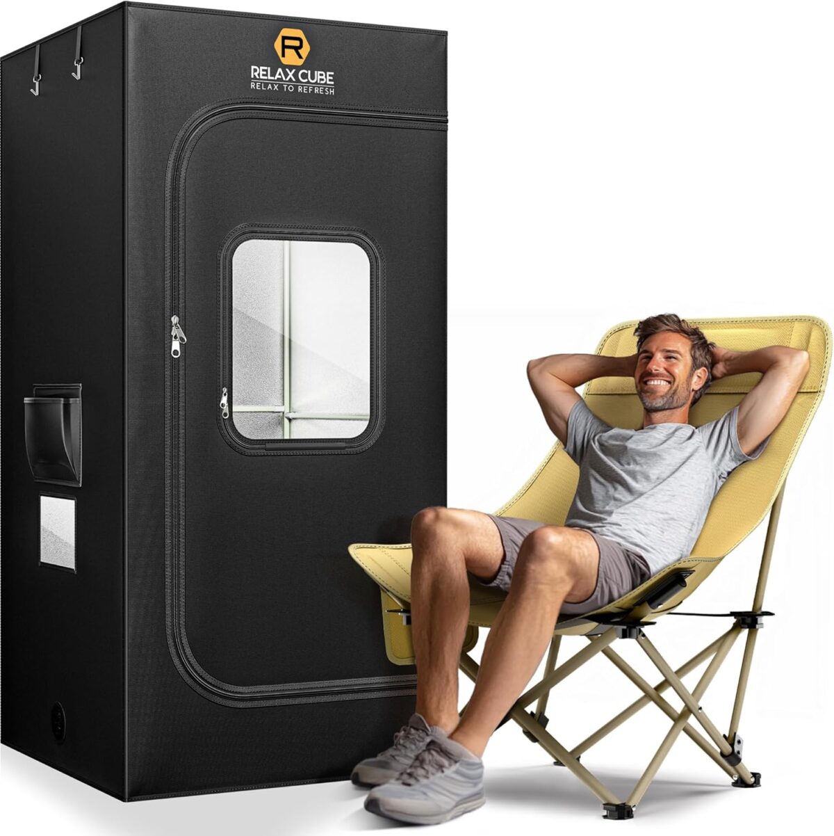 Portable Steam Sauna 1200W 3L, Sauna Tent with Ergonomic High Back Sauna Chair, Full Body Personal Sauna Box for Home Spa Indoor, 75”x35”x35” XL Size Black