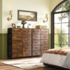 WLIVE Tall Dresser for Bedroom with 12 Drawers, Chests of Drawers, Fabric Dresser for Bedroom, Closet, Fabric Storage Dresser with Drawers, Steel Frame, Rustic Brown Wood Grain Print - Image 2