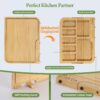 4-Piece Bamboo Cutting Board set for Charcuterie & Chopping, Unique Wooden Cutting Board for Kitchen with stand, Juice Groove & Handle, Idea for Meat, Vegetables & Fruits, Kitchen Gift for Home Cooks - Image 3