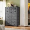 EnHomee Dresser for Bedroom with 16 Drawers Tall Dressers & Chests of Drawers Bedroom Dresser for Bedroom, Fabric Dresser, Grey, 11.8" D x 37.5" W x 57" H - Image 7