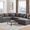 THSUPER Sectional Sleeper Sofa Bed with Storage Chaise, U Shape Oversized Sectional Couch with Pull Out Bed for Living Room Gray, 6 Seater Gray - Image 3