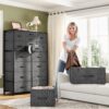 EnHomee Dresser for Bedroom with 16 Drawers Tall Dressers & Chests of Drawers Bedroom Dresser for Bedroom, Fabric Dresser, Grey, 11.8" D x 37.5" W x 57" H - Image 2