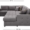 THSUPER Sectional Sleeper Sofa Bed with Storage Chaise, U Shape Oversized Sectional Couch with Pull Out Bed for Living Room Gray, 6 Seater Gray - Image 5