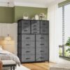 EnHomee Dresser for Bedroom with 16 Drawers Tall Dressers & Chests of Drawers Bedroom Dresser for Bedroom, Fabric Dresser, Grey, 11.8" D x 37.5" W x 57" H - Image 6