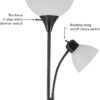 Globe Electric 67135 72" Torchiere Floor Lamp + Adjustable Reading Light, Matte Black, Frosted Plastic Shade, 3-Step Rotary Switch on Socket, Living Room Décor, Reading Light, Home Essentials - Image 6