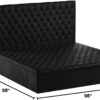 Meridian Furniture Bliss Collection Modern | Contemporary Velvet Upholstered Bed with Deep Button Tufting and Storage Compartments in Rails and Footboard, Black, King - Image 11