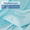 SONORO KATE 100% Egyptian Cotton Sheets - 1200 Thread Count, Luxury & Cooling Hotel Cotton Bed Sheets Set 4 Piece, Sateen Weave for Soft Feel, Fits Upto 16" Mattress (Spa Blue, King) - Image 4