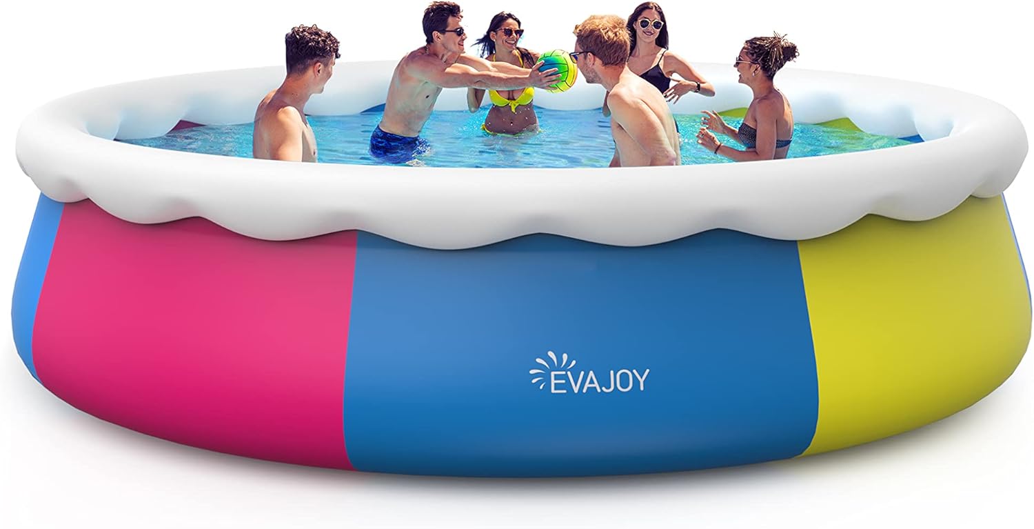 EVAJOY 15ft *35in Inflatable Swimming Pool Include Filter Pump, Ground Cloth and Cover, Blue