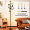 Dimmable Floor Lamp, 3 x 800LM LED Edison Bulbs Included, Farmhouse Industrial Floor Lamp Standing Tree Lamp with Elegant Teardrop Cage Tall Lamps for Living Room Bedroom Office Dining Room-Black - Image 4