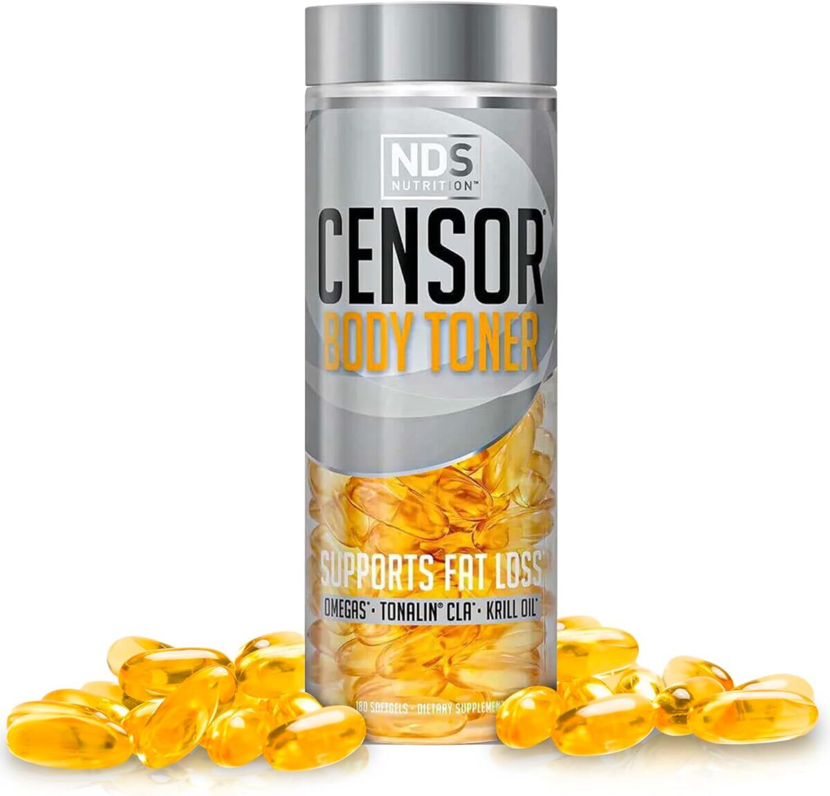 NDS Nutrition Censor - Fat Loss and Body Toner with CLA, Fish Oil, Safflower and Omega 3-6-9 Blend - Dietary Supplement for Improved Energy, Metabolism and Health - 180 Softgels