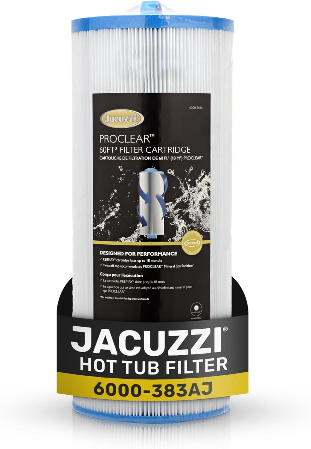 Jacuzzi Proclear 6000-383 Filter, 60 Sq Ft, J-300 Series (2002+) - Pure Filtration for Crystal-Clear Water, Hot Tubs Replacement Part, Easy Installation, Refreshing Spa Experience - 1 Pack