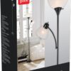 Globe Electric 67135 72" Torchiere Floor Lamp + Adjustable Reading Light, Matte Black, Frosted Plastic Shade, 3-Step Rotary Switch on Socket, Living Room Décor, Reading Light, Home Essentials - Image 9