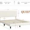 Yaheetech Queen Bed Frames with Adjustable Headboard, Chenille Fabric Upholstered Headboard/Platform Bed, Queen Size Bed Frame No Box Spring Needed/Wood Slats Support/Easy Assembly/Beige - Image 2