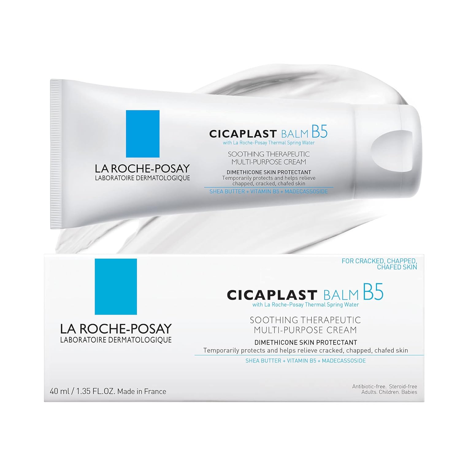 La Roche-Posay Cicaplast Balm B5 UV SPF 50, Vitamin B5 + Shea Butter + Tribioma + Madecassoside + Zinc Oxide Sunscreen, Post Treatment Skin Protectant With SPF, Multi-Purpose Cream For Dry Skin