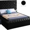 Meridian Furniture Bliss Collection Modern | Contemporary Velvet Upholstered Bed with Deep Button Tufting and Storage Compartments in Rails and Footboard, Black, King - Image 10