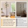 Dimmable Floor Lamp, 3 x 800LM LED Edison Bulbs Included, Farmhouse Industrial Floor Lamp Standing Tree Lamp with Elegant Teardrop Cage Tall Lamps for Living Room Bedroom Office Dining Room-Black - Image 2