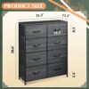 WLIVE Tall Fabric Dresser for Bedroom with 8 Drawers, Storage Tower with Bins, Double Dresser, Chest of Drawers for Closet, Living Room, Hallway, Charcoal Black Wood Grain Print - Image 3