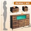 WLIVE Dresser for Bedroom, TV Stand for Bedroom for 55 inch TV with Charging Station and LED Lights, Fabric Chest of Drawers with Open Shelves, 8 Drawers Dressers for Living Room, Closet - Image 3