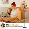 Dimmable Floor Lamp, 3 x 800LM LED Edison Bulbs Included, Farmhouse Industrial Floor Lamp Standing Tree Lamp with Elegant Teardrop Cage Tall Lamps for Living Room Bedroom Office Dining Room-Black - Image 6