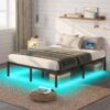 Rolanstar Bed Frame with USB Charging Station, Full Bed Frame with LED Lights, Platform Bed Frame with Heavy Duty Steel Slats, 14" Storage Space Beneath Bed - Image 6