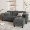 Couch for Living Room - Small Space Couches Sectional L-Shaped Sofa, 3 Seat Modern Couch, Sofas Convertible with Storage Ottoman for Small Space, Bedroom, Offices and Apartments - Grey - Image 3