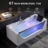 Empava 67 in. Acrylic Alcove Whirlpool Bathtub - Hydromassage Rectangular Jetted Soaking Tub with Center Drain - Waterfall Faucet - Image 2