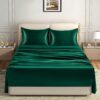 Homiest 4pcs Extra Deep Pocket Satin Sheets Queen Size Bed Set, 18-24 Inch Deep Pocket Bed Sheets Blackish Green Satin Sheet Set, Silky Satin Bedding Set Soft Fitted Sheet Set Fits Ultra Deep Mattress - Image 2