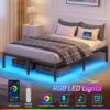 Rolanstar Bed Frame with USB Charging Station, Full Bed Frame with LED Lights, Platform Bed Frame with Heavy Duty Steel Slats, 14" Storage Space Beneath Bed - Image 5