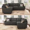 HONBAY Convertible Sectional Sofa L Shaped Couch for Small Apartment Reversible Sectional Couches for Living Room,Dark Grey - Image 3