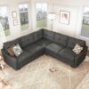 HONBAY Convertible Sectional Sofa L Shaped Couch for Small Apartment Reversible Sectional Couches for Living Room,Dark Grey - Image 6